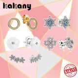 S925 Silver Snowflake Flower Earrings with Crystals