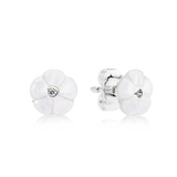 S925 Silver Snowflake Flower Earrings with Crystals