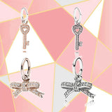 S925 Sterling Silver Heart Key Lock Bow Pendant Bracelet Women