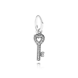 S925 Sterling Silver Heart Key Lock Bow Pendant Bracelet Women