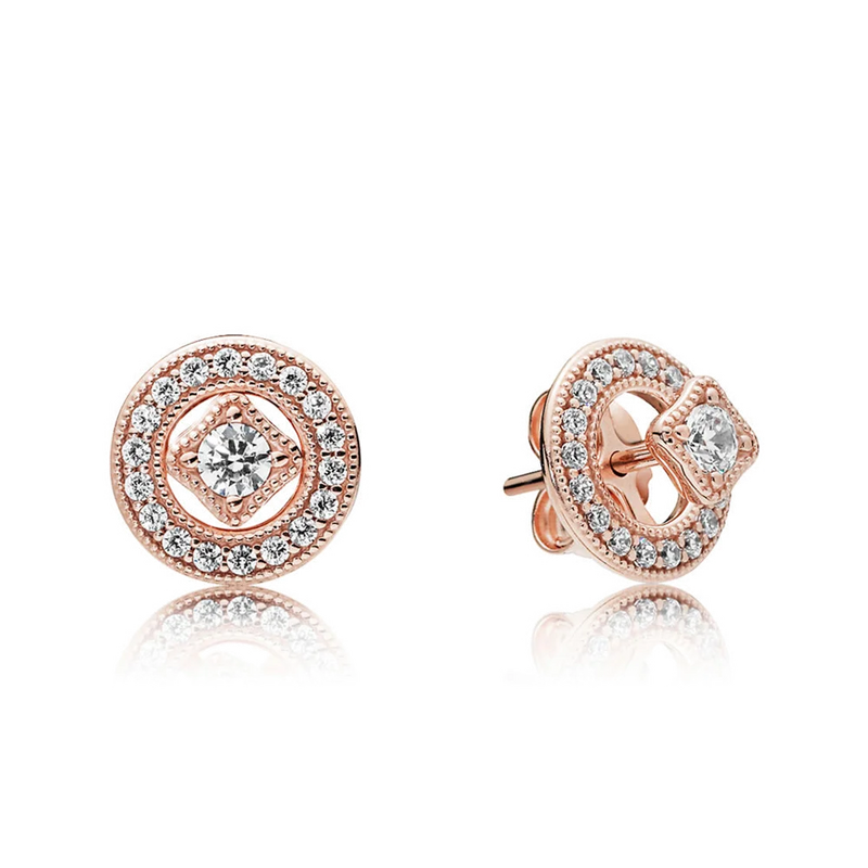 S925 Sterling Silver Rose Silver Retro Charm Earrings