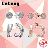 S925 Sterling Silver Rose Zircon Round Earrings for Women