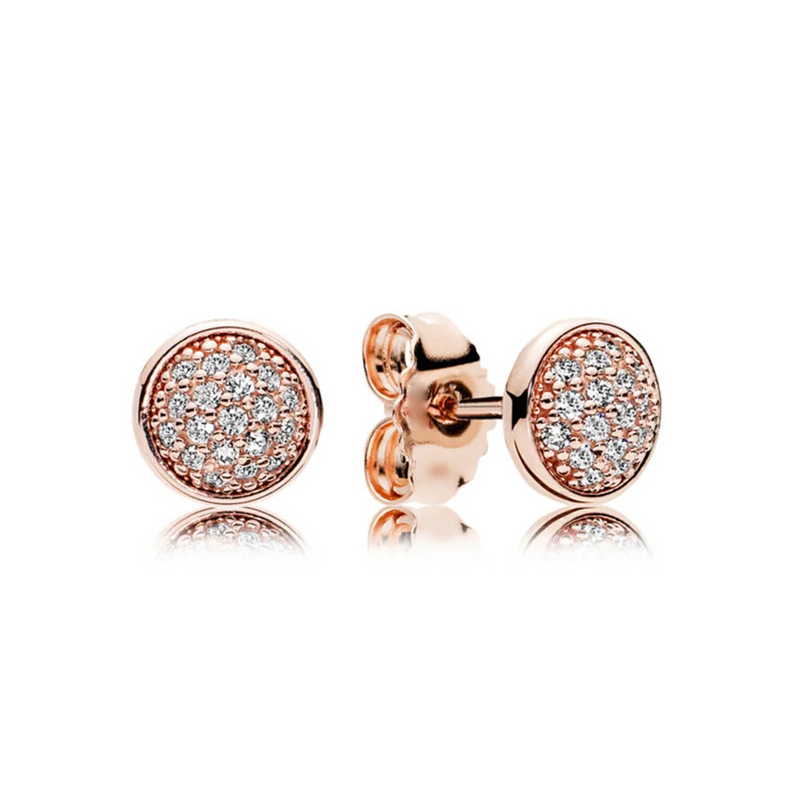 S925 Sterling Silver Rose Zircon Round Earrings for Women