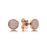 S925 Sterling Silver Rose Zircon Round Earrings for Women