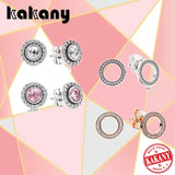S925 Sterling Silver Sparkling Round Earrings for Women