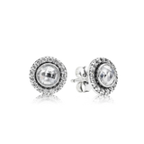 S925 Sterling Silver Sparkling Round Earrings for Women