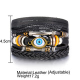 3 Pcs Set Multi-Layer Leather Bracelet Eyes Charm Wristband Jewelry