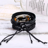 3 Pcs Set Multi-Layer Leather Bracelet Eyes Charm Wristband Jewelry