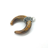 Natural Stone Ox Horn Moon Charms Pendant Diy Necklace Jewelry Accessories