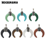 Natural Stone Ox Horn Moon Charms Pendant Diy Necklace Jewelry Accessories