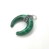 Natural Stone Ox Horn Moon Charms Pendant Diy Necklace Jewelry Accessories