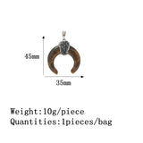 Natural Stone Ox Horn Moon Charms Pendant Diy Necklace Jewelry Accessories