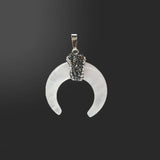 Natural Stone Ox Horn Moon Charms Pendant Diy Necklace Jewelry Accessories