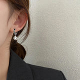 925 Silver Smiling Face Earrings Vintage Round Pendant for Women Party Jewelry