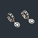 925 Silver Smiling Face Earrings Vintage Round Pendant for Women Party Jewelry