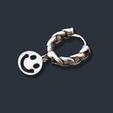 925 Silver Smiling Face Earrings Vintage Round Pendant for Women Party Jewelry