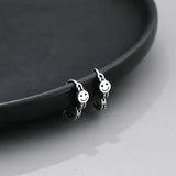 925 Silver Smiling Face Earrings Vintage Round Pendant for Women Party Jewelry