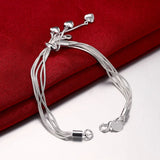 925 Silver Tassel Heart Bracelet Wedding Jewelry