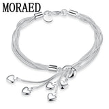 925 Silver Tassel Heart Bracelet Wedding Jewelry