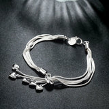 925 Silver Tassel Heart Bracelet Wedding Jewelry