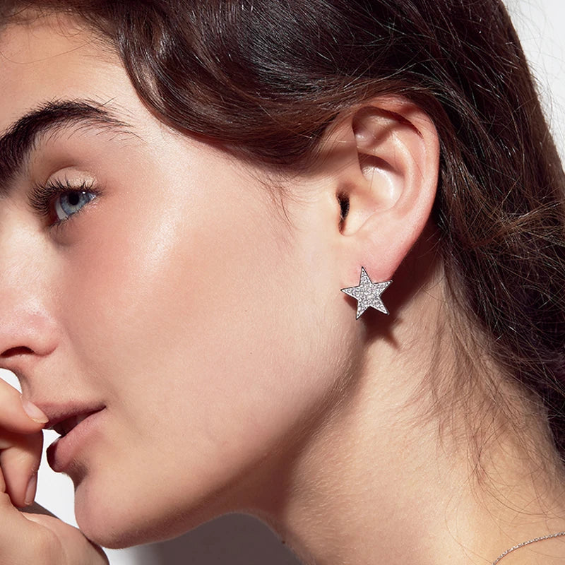 925 Silver Star Stud Earrings Wedding Jewelry Gift