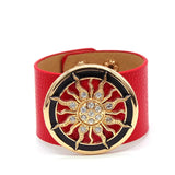 Leather Bracelets Wide Circle Buckle Bangles Adjustable Wrap Bracelet