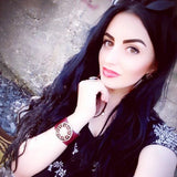 Leather Bracelets Wide Circle Buckle Bangles Adjustable Wrap Bracelet