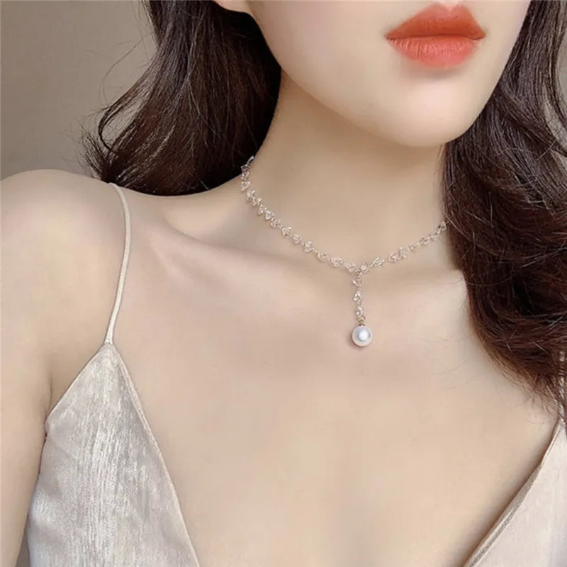Personalized Pearl Choker Necklace Chain Pendant For Women Girl Jewelry