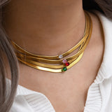 Fishbone Chain Zircon Pendant Necklace for Women