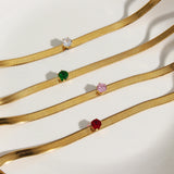 Fishbone Chain Zircon Pendant Necklace for Women