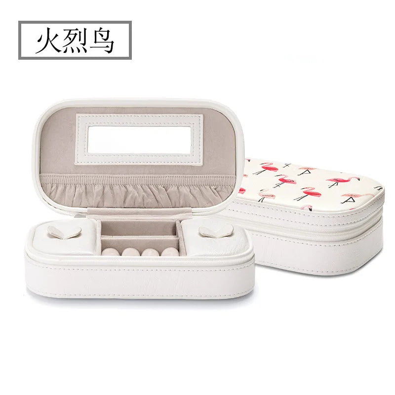 Flamingo Jewelry Storage Box Tassel Leather Jewelry Box Portable Travel