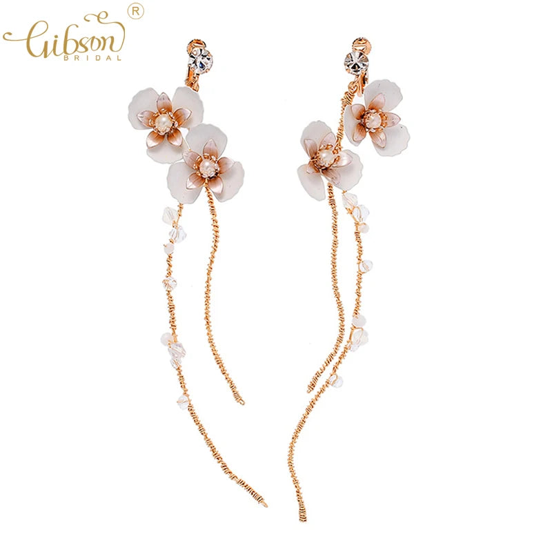 Flower Bridal Earrings Wedding Jewelry Set Drop Earrings