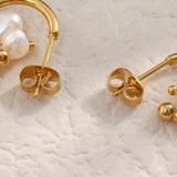 Freshwater Pearl Earrings Vintage Metal Hoop Earings