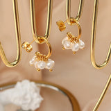 Freshwater Pearl Earrings Vintage Metal Hoop Earings