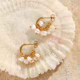 Freshwater Pearl Earrings Vintage Metal Hoop Earings
