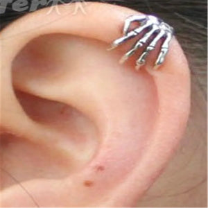 Punk Skull Hand Ear Clip No Ear Hole Strange Hand Ear Clip Halloween Jewelry