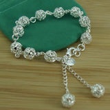 925 Silver Bracelet Hollow Out Ball Women's Jewelry Gift
