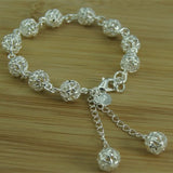 925 Silver Bracelet Hollow Out Ball Women's Jewelry Gift
