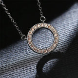 Zircon Pendant Necklace for Women Hollow Out Round Shape