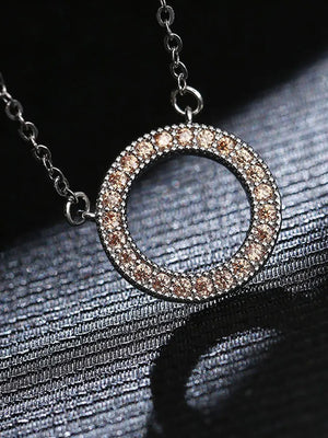 Zircon Pendant Necklace for Women Hollow Out Round Shape