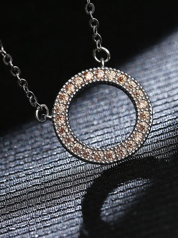 Zircon Pendant Necklace for Women Hollow Out Round Shape