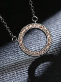 Zircon Pendant Necklace for Women Hollow Out Round Shape
