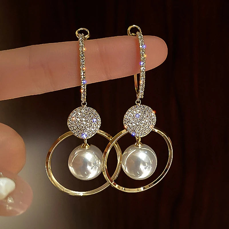 Zircon Oversized Earrings for Women Wedding Party Jewelry