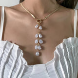 Kpop Irregular Pearl Pendant Necklaces for Women
