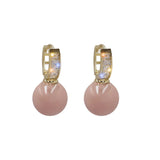 Sweet Pearl Drop Earrings Geometric Crystal Fresh Women Earrings