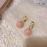 Sweet Pearl Drop Earrings Geometric Crystal Fresh Women Earrings