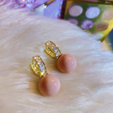 Sweet Pearl Drop Earrings Geometric Crystal Fresh Women Earrings