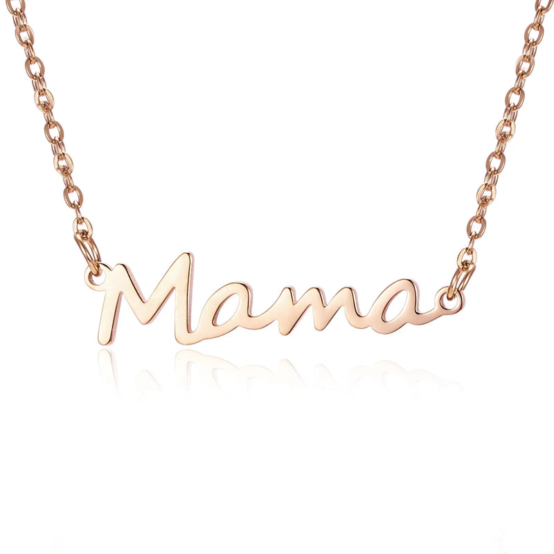 Mama Letters Necklace Steel Mom Baby Lockbone Chain Pendant Choker