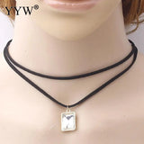 Multilayer Velvet Leather Choker Necklace Gothic Charm Vintage Jewelry