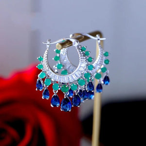 Zircon Tassel Ear drop Crystal Earrings Set